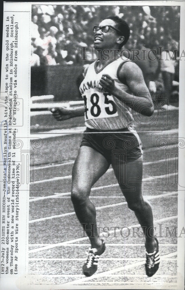 1970 Press Photo Marilyn Neufville Jamaica gold medal for track. - RSH30509 - Historic Images