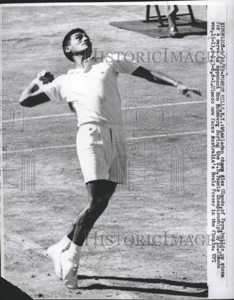 1959 Press Photo Alex Olmedo Peru U.S. Tennis Championship - Historic Images
