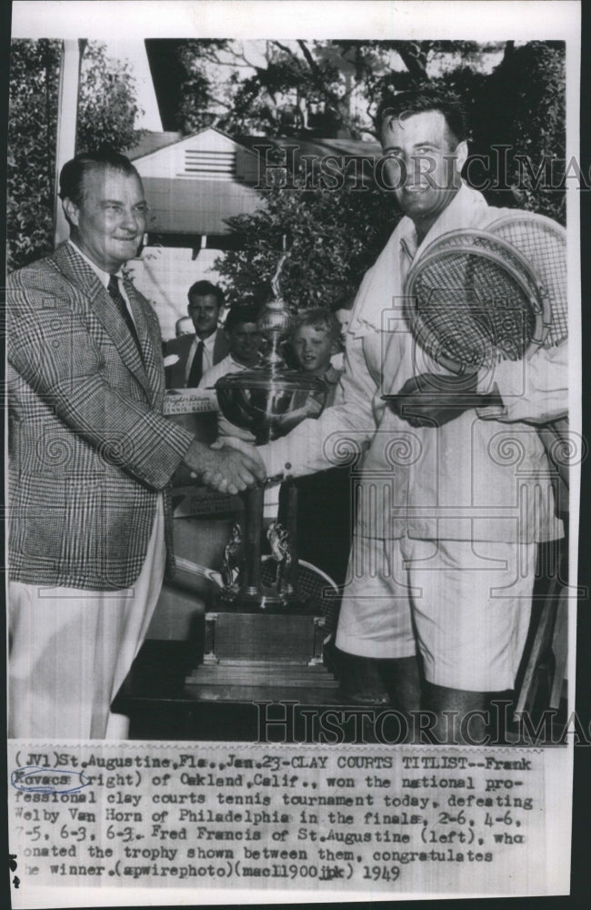 1949 Press Photo Frank Kovacs Wins National Professional Clay Court Tennis Match - Historic Images