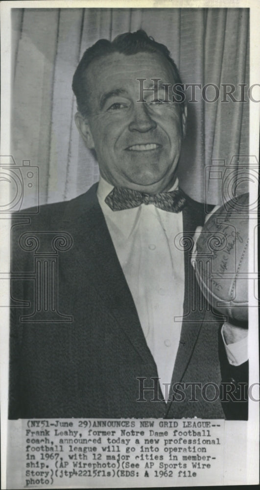 1962 Press Photo Frank Leahy  American football player, coach. - Historic Images