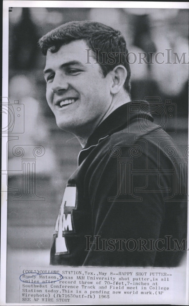 1965 Press Photo Randy Watson, champion shot putter. - Historic Images