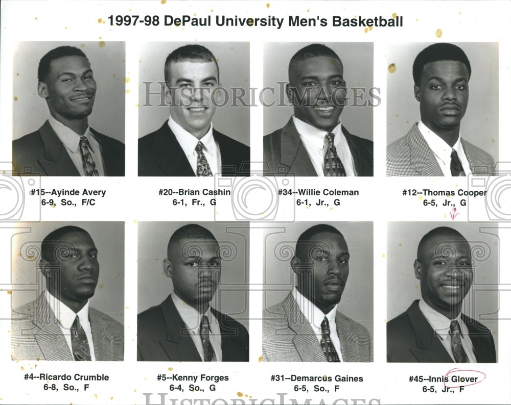 1997 Press Photo DePaul University Men&#39;s Basketball Team Includes Innis Glover - Historic Images