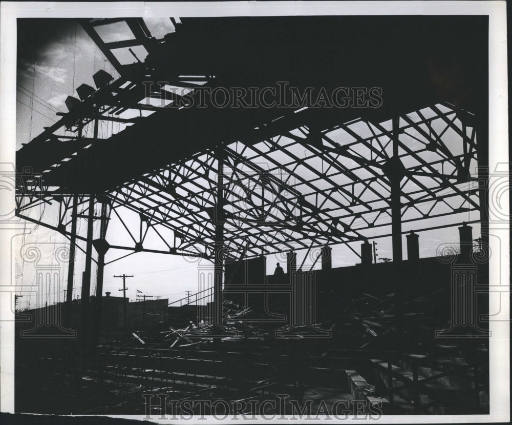 1953 Press Photo Peoria Woodruff Field Grandstand Before Repair - Historic Images