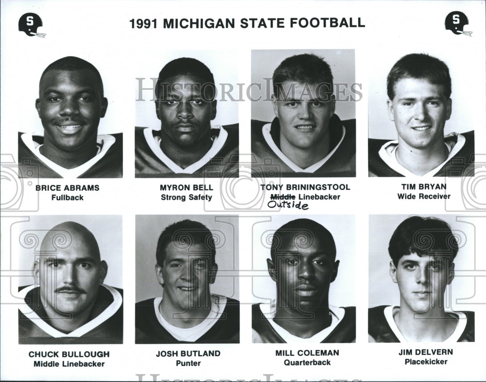 Press Photo 1991 Michigan State University Football Team Roster Players College - Historic Images