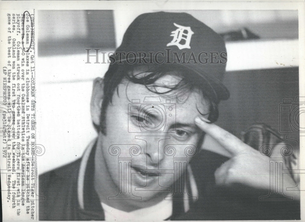 1972 Joe Coleman, Pitcher for the Detroit Tigers - Historic Images