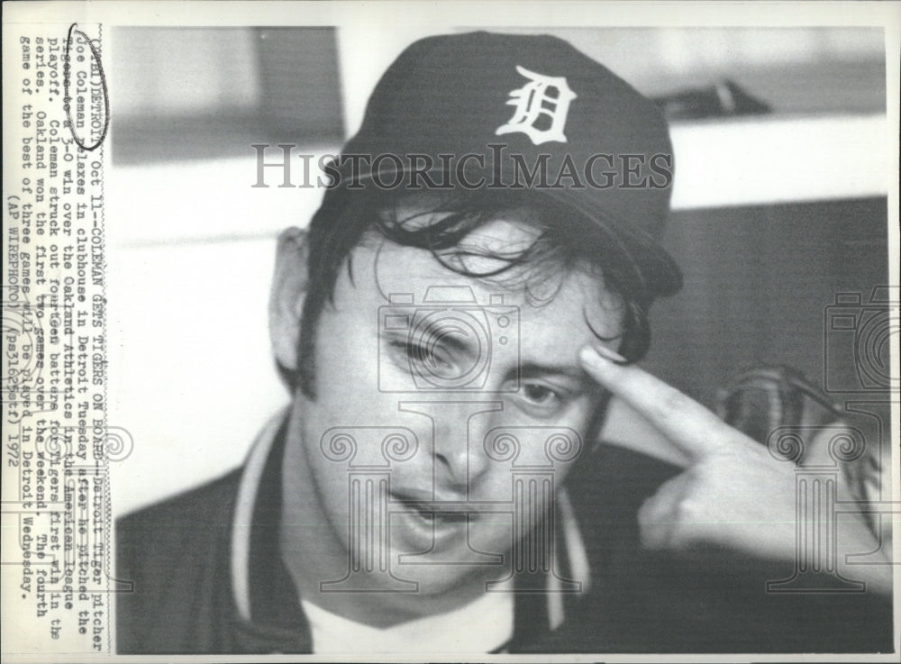 1972 Press Photo Joe Coleman, Pitcher for the Detroit Tigers - RSH32491 - Historic Images