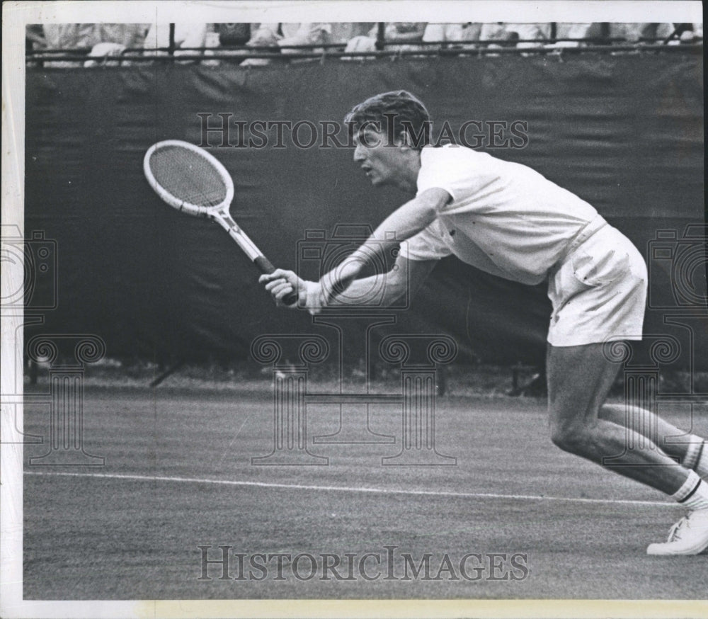 Press Photo Pierre Barthers of France Plays Tennis - Historic Images