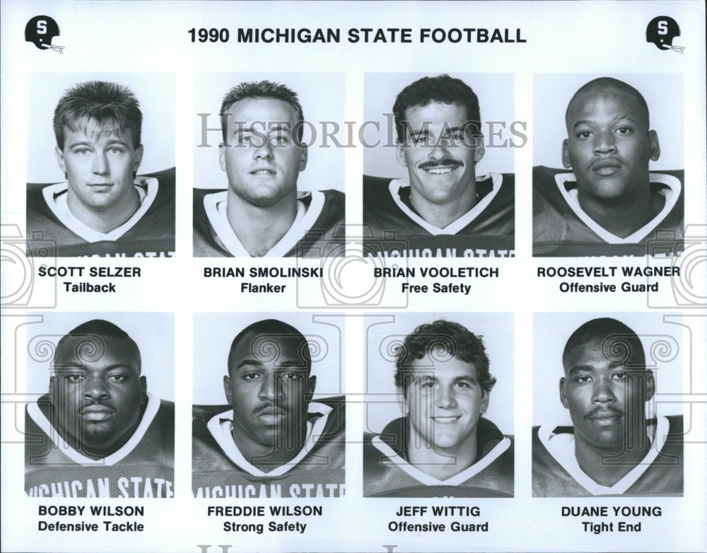 1991 Selzer, Smolinski, Wooletich, Wagner; Michigan State Football - Historic Images