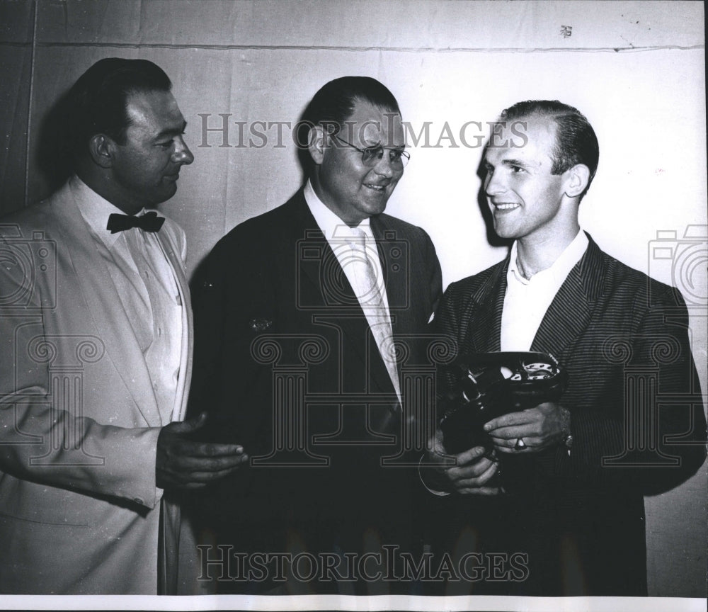 1956 Press Photo Olympic Ice Skater Dick Button Clifford Lenox Walter Milliken - Historic Images