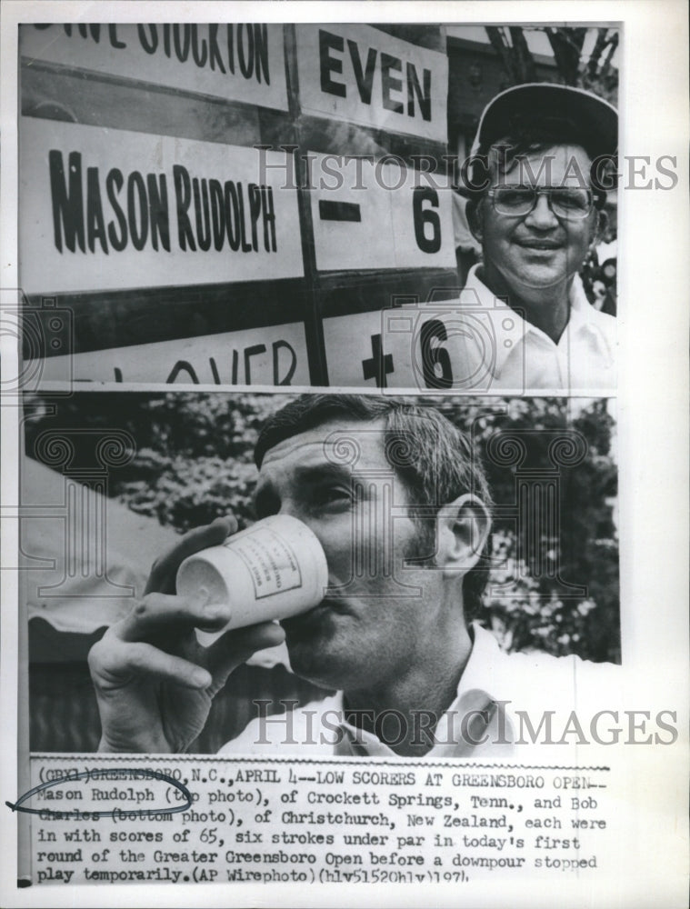 1974 Press Photo Pro Golfers Mason Rudolph Bob Charles Greater Greensboro Open - Historic Images