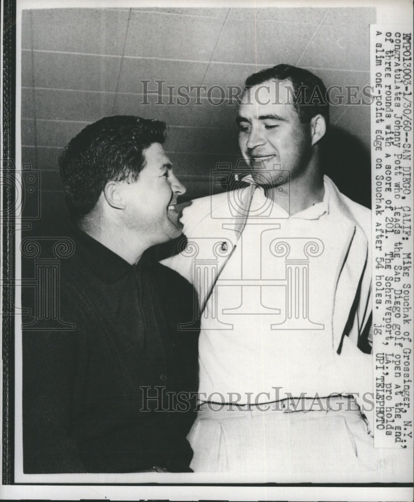 1960 Press Photo Mike Souchak and Johnny Potts, Professional Golfers, Talking. - Historic Images