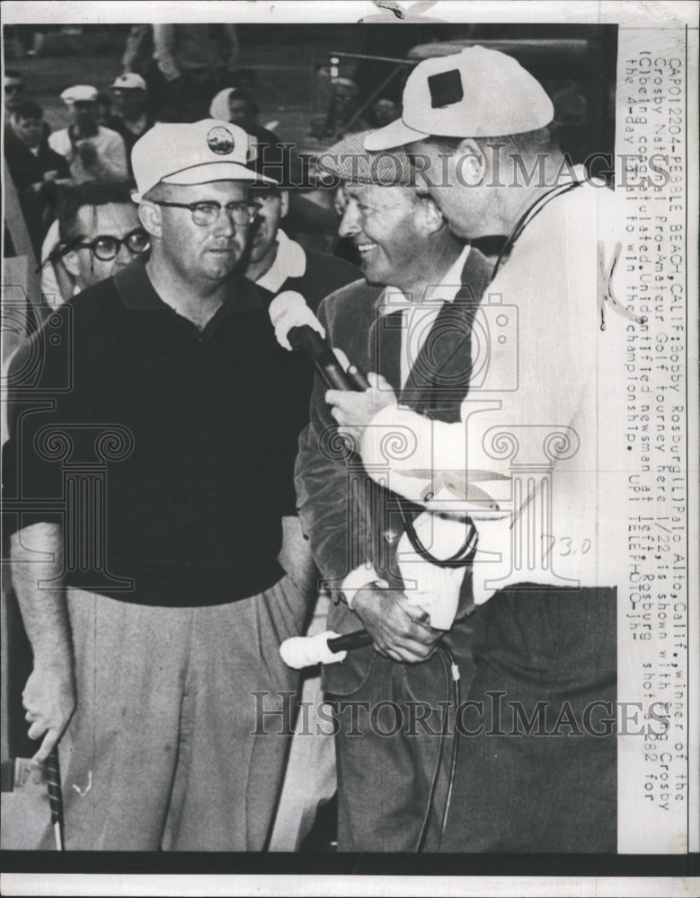 1961 Press Photo Golfer Bobby Rosburg Pebble Beach Pro Am Winner Bing Crosby - Historic Images