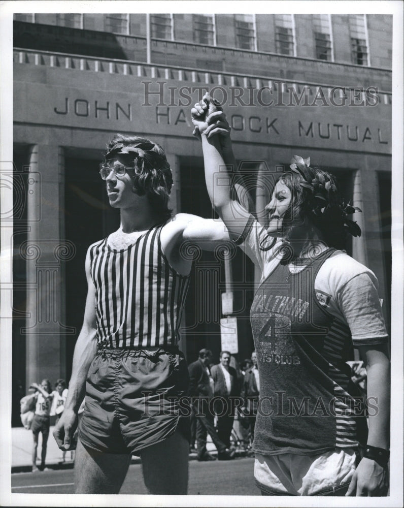 1972 Press Photo Walter Swanbon Cheryl Meliones Boston Junior Marathon - Historic Images