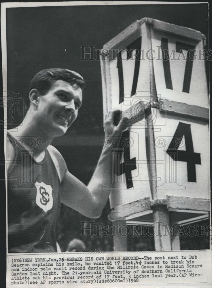 1968 Pole Vaulter Bob Segren at Millrose Games - Historic Images