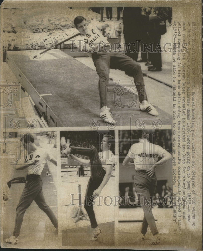 1967 Press Photo Bob Seagren, record breaking pole vaulter, at Madison Square - Historic Images