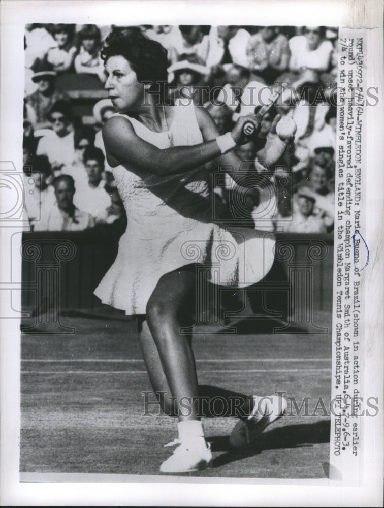 1964 Press Photo Maria Bueno of Brazil at Wimbledon. - RSH34655 - Historic Images