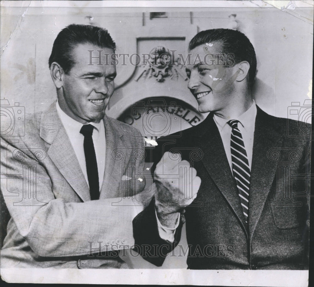 1955 Press Photo promoter Jack Kramer Tony Trabert top tennis amateur - Historic Images