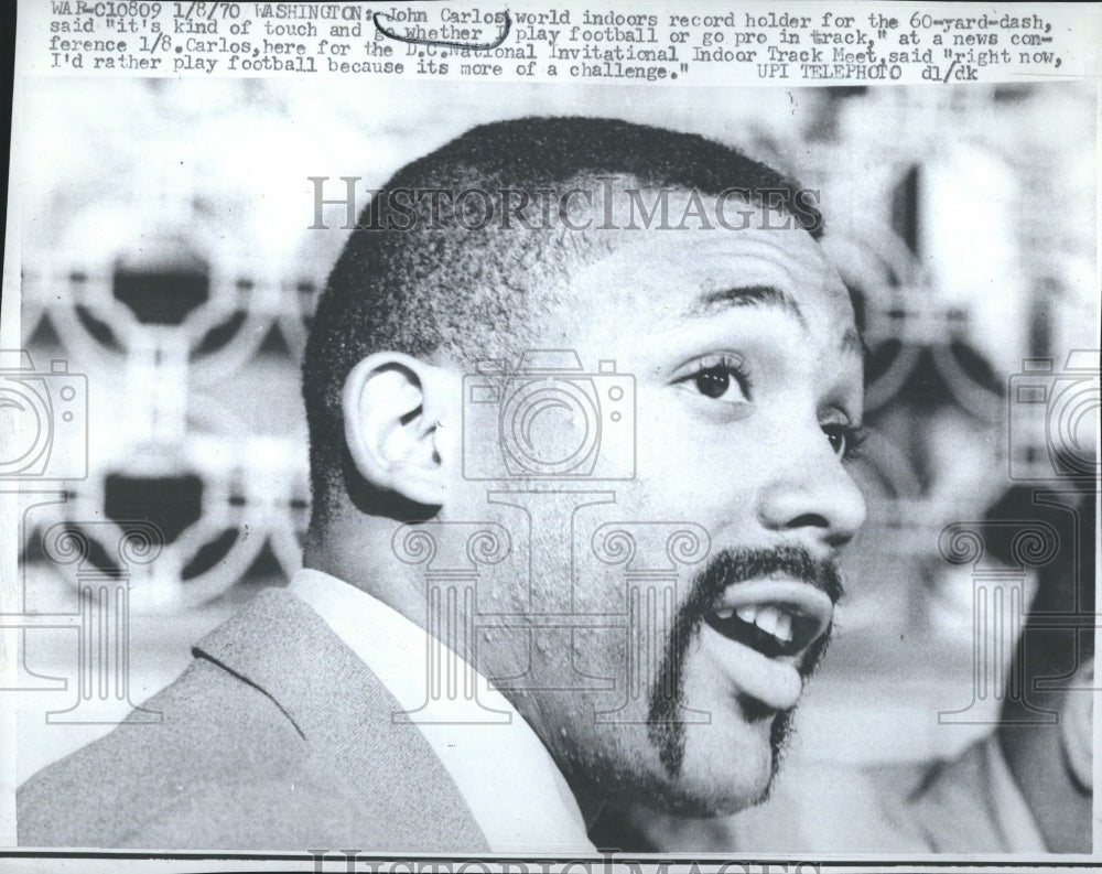 1970 Press Photo Olympic Star John Carlos News Conference - Historic Images
