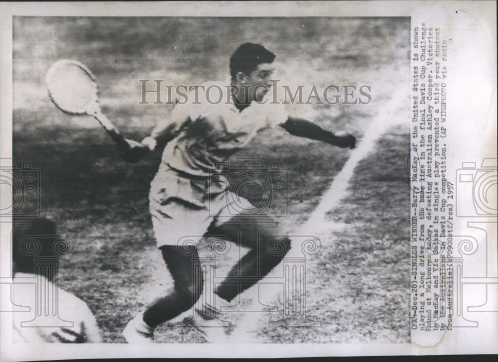 1957 Press Photo Barry MacKay United States Davis Cup Challenge Round tennis - Historic Images