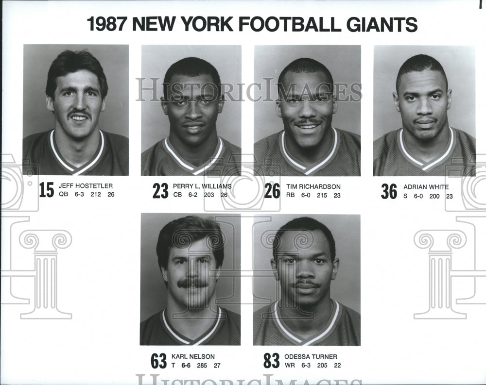 1987 Press Photo New York Football Giants Hostetler Williams Richardson White - Historic Images