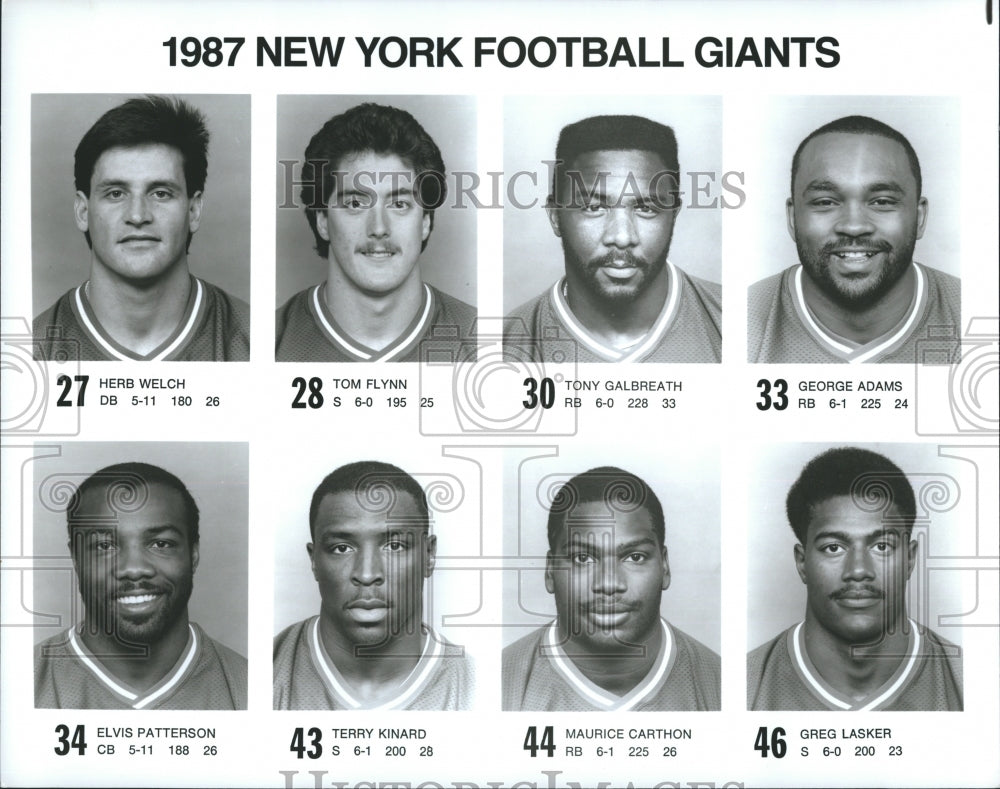 1987 New York Football Giants Welch Flynn Galbreath Adams Patterson-Historic Images