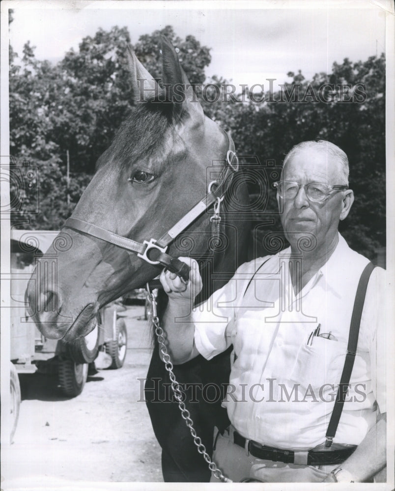 1959 Press Photo Elmer Ralston with horse Pacer - RSH36149 - Historic Images