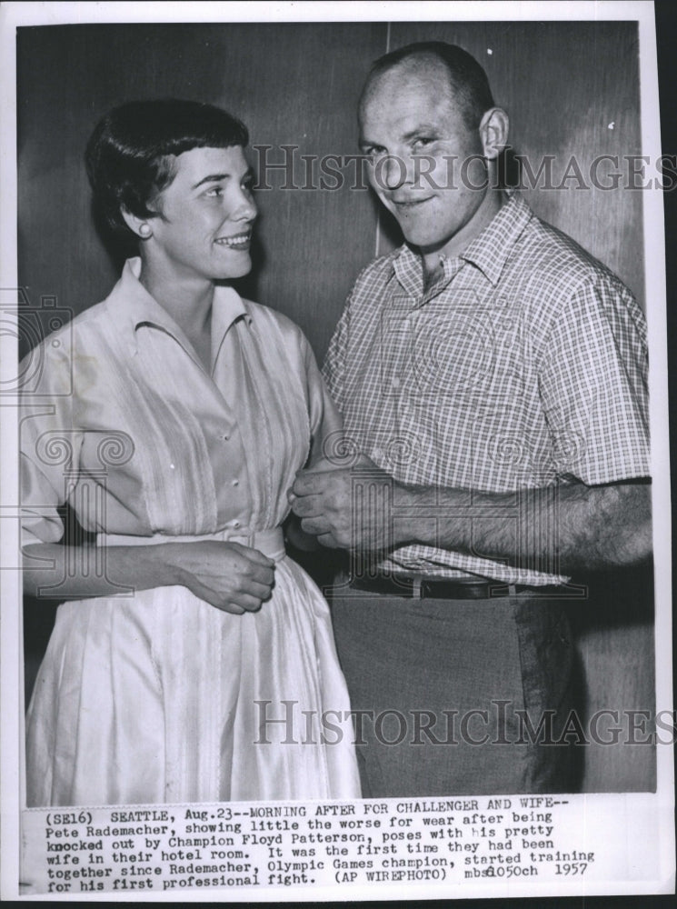 1957 Boxer Pete Rademacher with wife - Historic Images