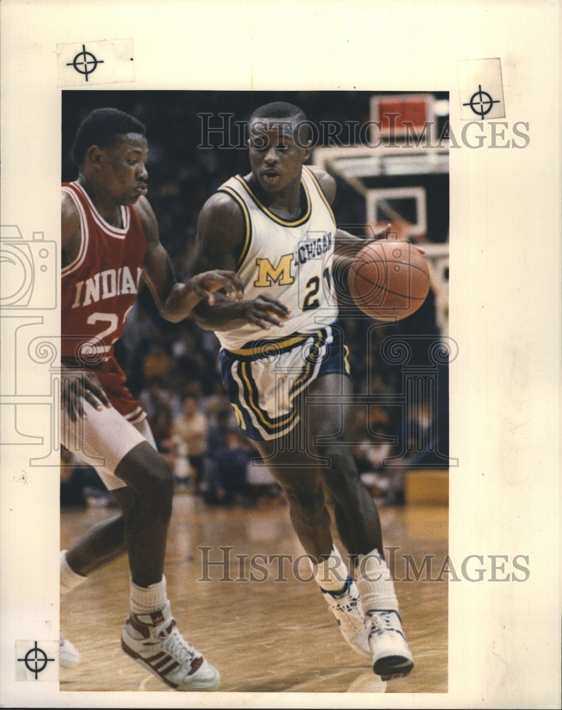 1988 Press Photo Rumeal Robinson University of Michigan Basketball - Historic Images