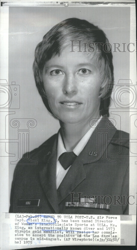 1975 Press Photo Air Force Captain Micki King Director Women&#39;s Intercollegiate - Historic Images