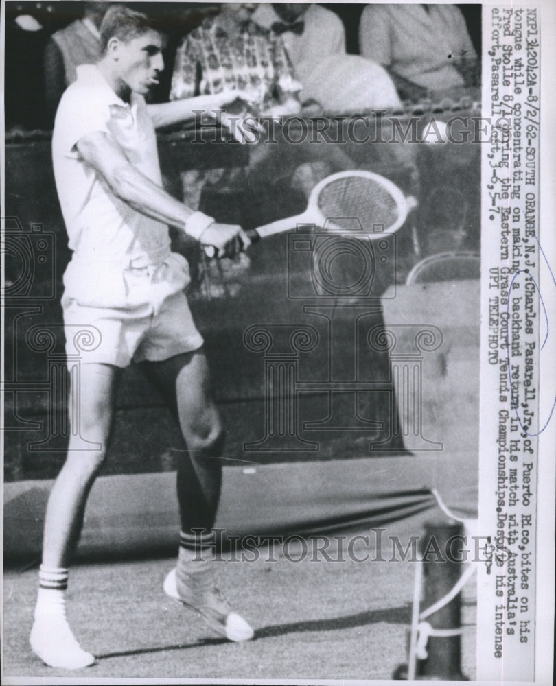 1962 Press Photo Charles Pasarell Jr Bakchand&#39;s Return To Fred Stolle In S Oranj - Historic Images