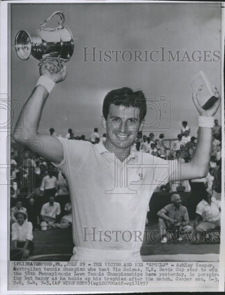 1957 Press Photo Ashley Cooper Australian Tennis Champion - Historic Images