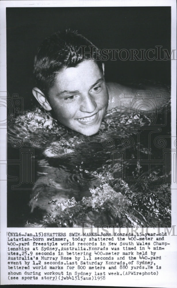 1958 Press Photo John Konrad Swimmer - RSH37209 - Historic Images