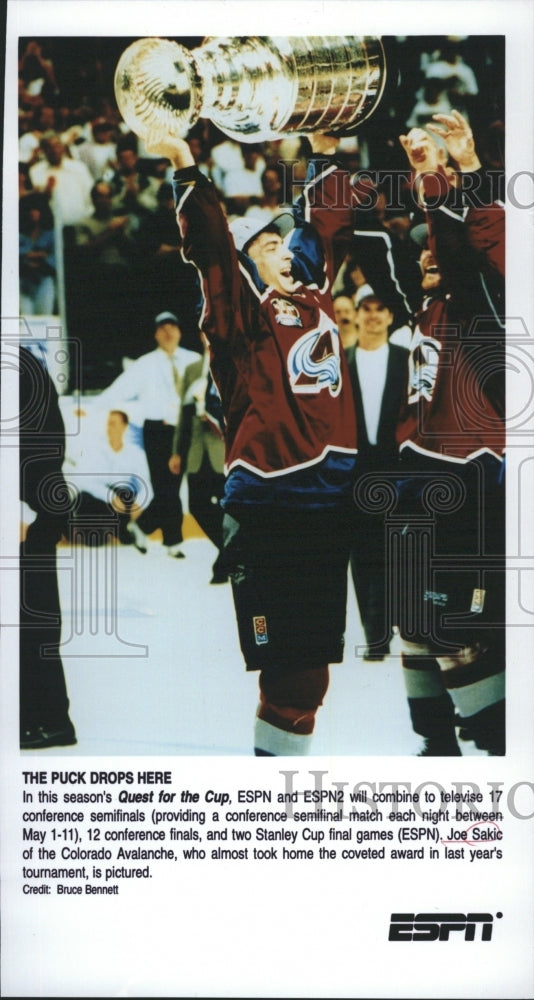 2000 Press Photo Stanley Cup Final Games Joe Sakic Colorado Avalanche ESPN - Historic Images