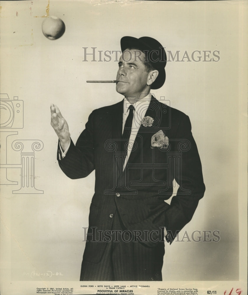 1962 Press Photo Actor Glenn Ford in "Pocketful of Miracle" Comedy Film - Historic Images