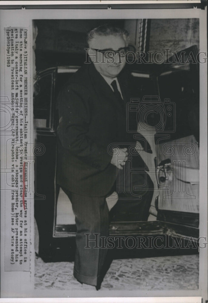 1963 Press Photo Italian Premier Giovanni Leone After Resignation - Historic Images