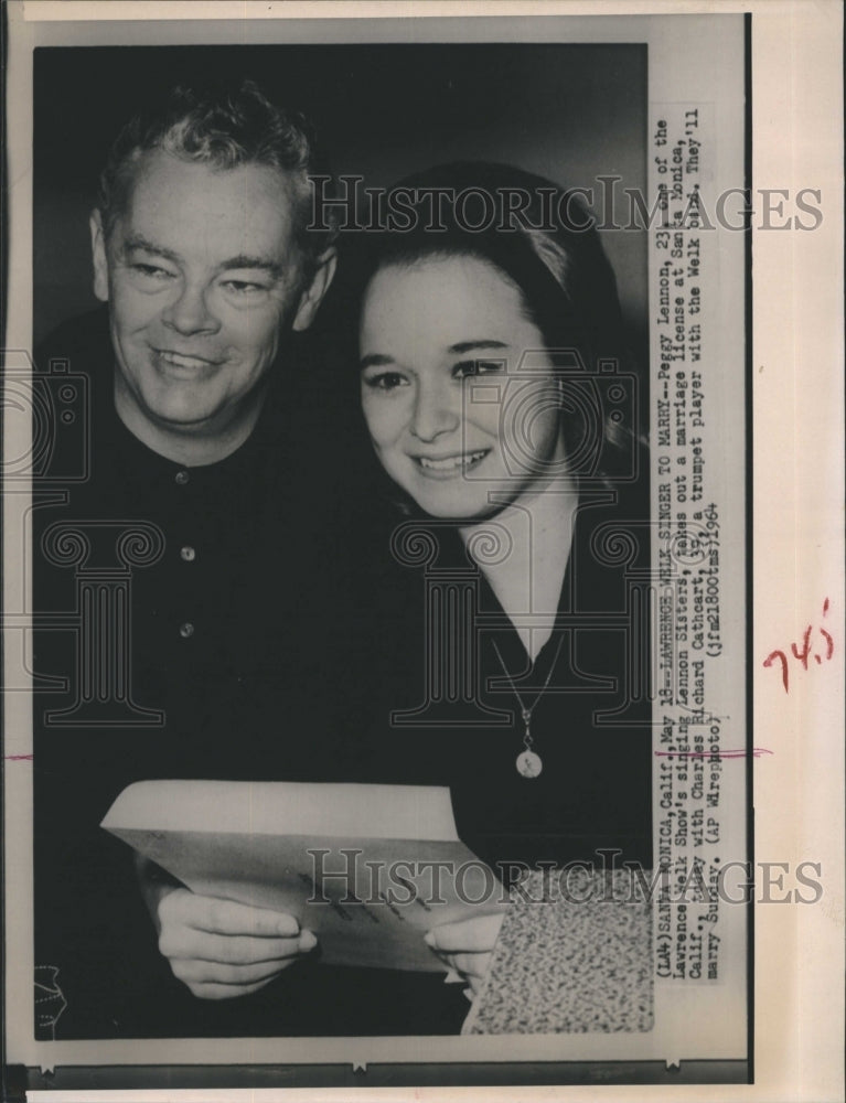 1964Press Photo Peggy Lennon. one of the lennon sister&#39;s to Wed Charles.Cathcart - Historic Images