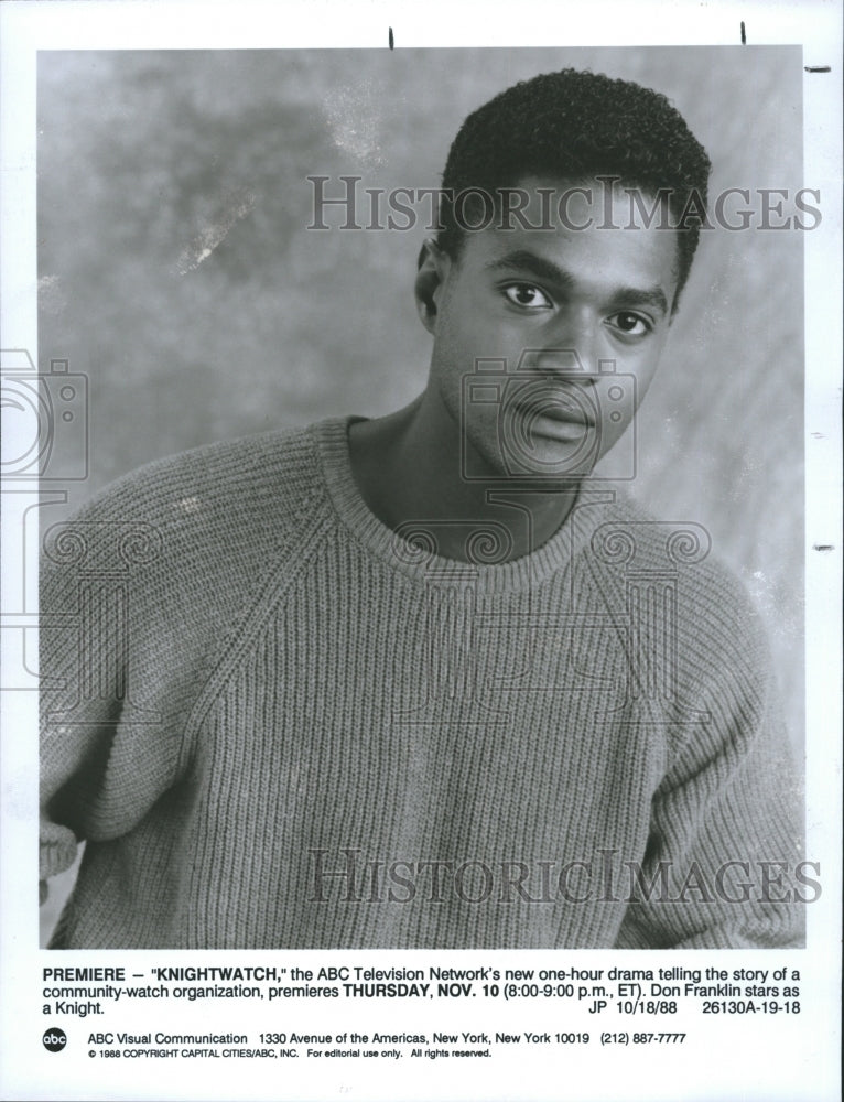 1988 Press Photo Don Franklin  on ABC Television Network's "Knightwatch" - Historic Images