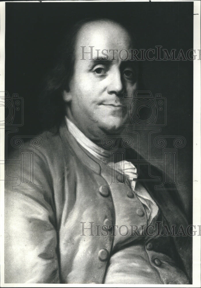 1987 Press Photo Portrait of Benjamin Franklin by Joseph Sifrede Duplasis, 1783 - Historic Images