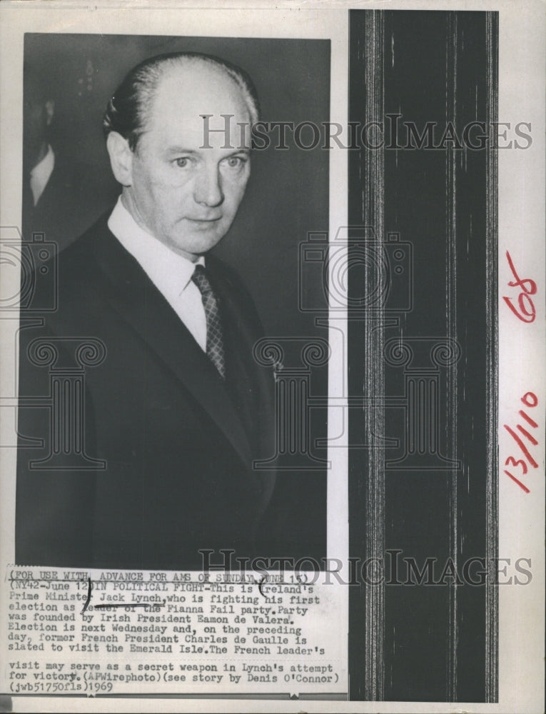 1969 Press Photo Jack Lynch Prime Minister of the Irish Republic. - Historic Images