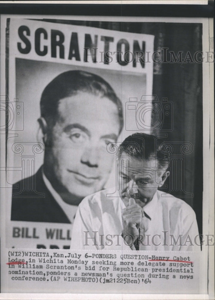 1964 Press Photo Henry Cabot Lodge meets with press - Historic Images