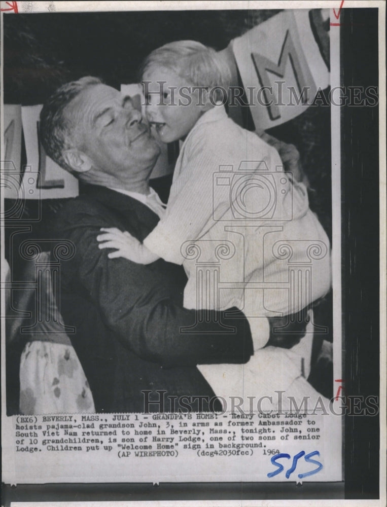 1964 Press Photo Henry Cabot Lodge  and his grandson - Historic Images