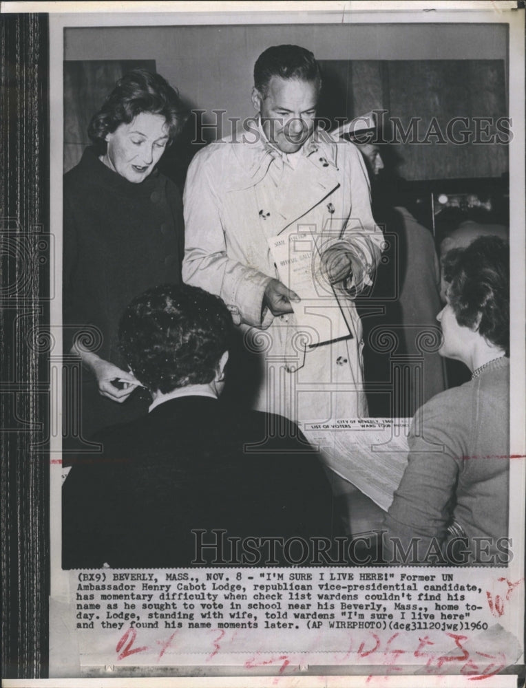 1960 Press Photo Henry Cabot Lodge, vice presidential candidate - Historic Images