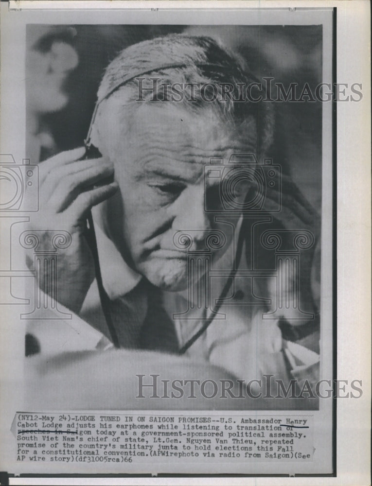 1966 Press Photo U.S. Ambassador Henry Cabot Lodge in Saigon - Historic Images