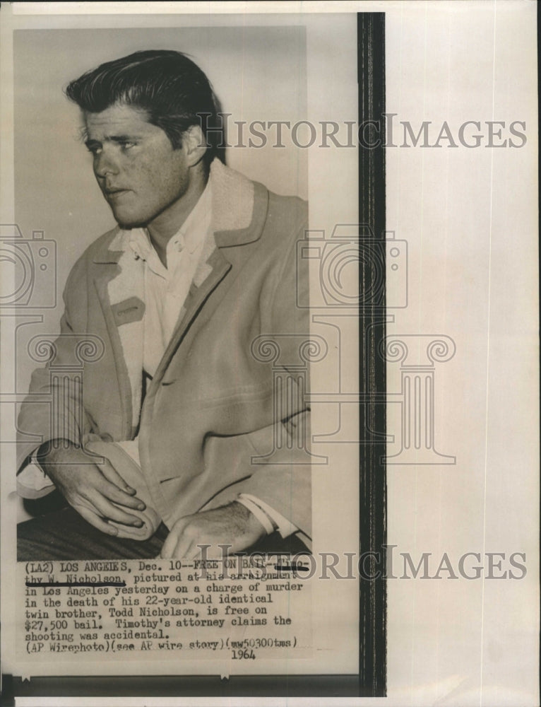 1964 Press Photo Timothy Nicholson in Los Angeles - Historic Images