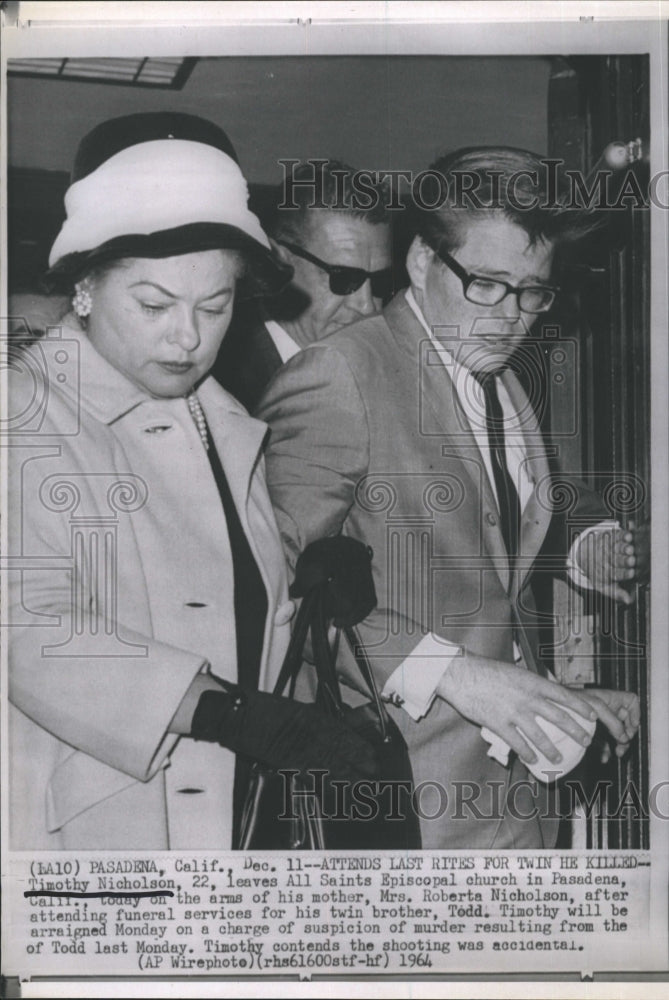 1964 Press Photo Timothy Nicholson leaves the church in Pasadena. - RSH38373 - Historic Images