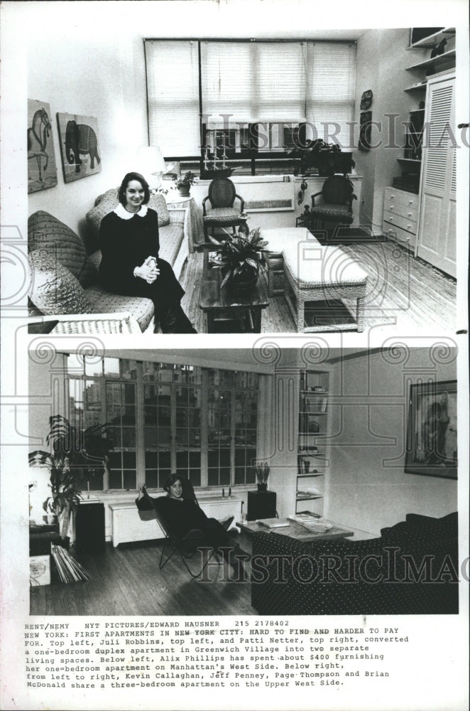 1984 Press Photo Julie Robbins and Pattie Netter in converted duplex in New York - Historic Images