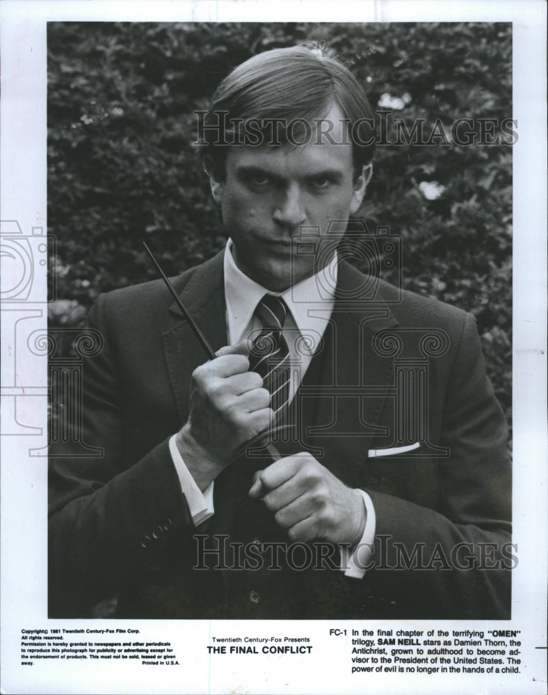 1981 Press Photo Sam Neill in &quot;The Final Conflict&quot; - Historic Images