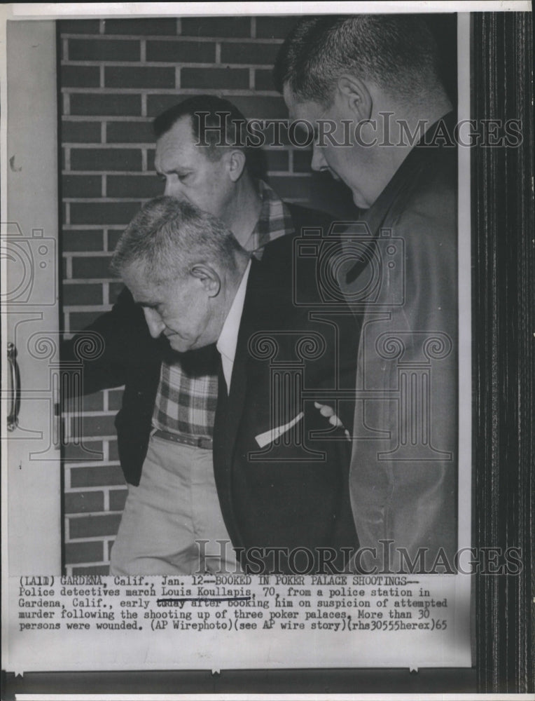 1965 Press Photo Louis Koullapis booked on suspension of attempted murder - Historic Images