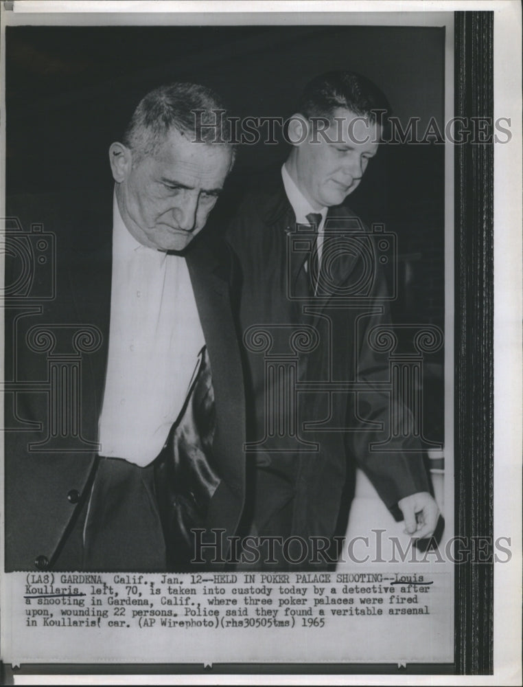 1965 Press Photo Louis Koullaris taken into custoday after shooting - Historic Images