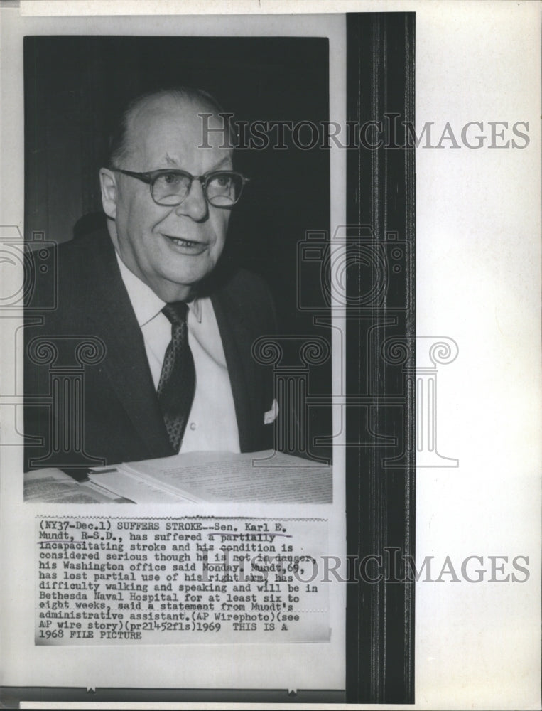 1969 Press Photo Senator Karl E.Mundt. - Historic Images